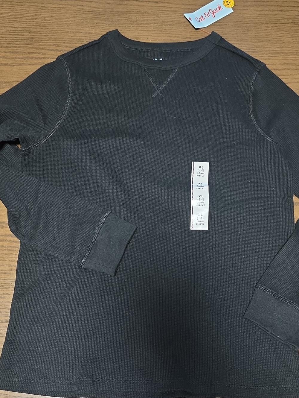 Cat & Jack Black Waffle Long Sleeve Top